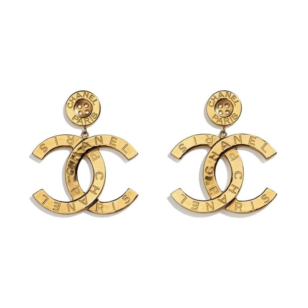 🚫SOLD🚫2021 Authentic Chanel XL Paris Button Earrings GHW